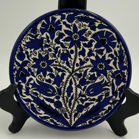 J. Tamimi Other - Handmade J. Tamimi Jerusalem Blue and White Floral Plate Wall Hanging 6 1/2"